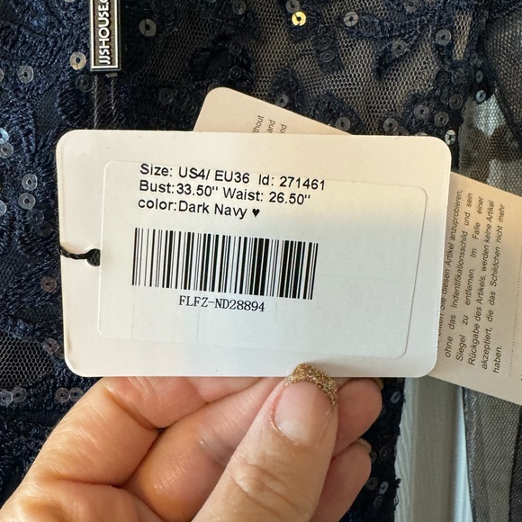 Navy Blue One Shoulder Chiffon Dress with Sliit - Picture 6 of 6